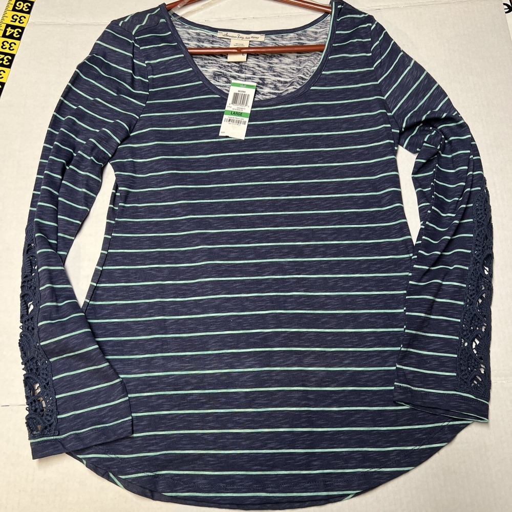 American Rag Long Sleeve Top Womens Size Large Sedona‎ Vintage Indigo NWT